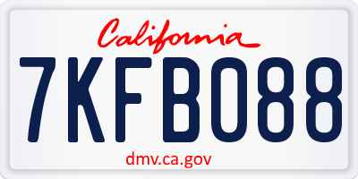 CA license plate 7KFB088