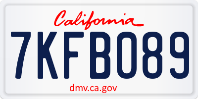 CA license plate 7KFB089