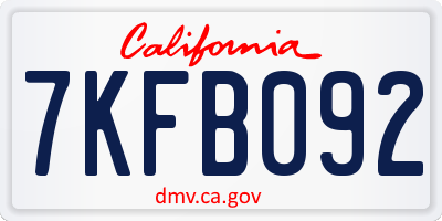 CA license plate 7KFB092