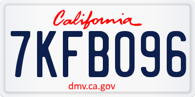 CA license plate 7KFB096