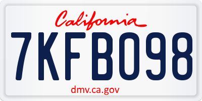 CA license plate 7KFB098