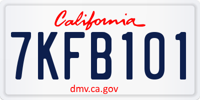CA license plate 7KFB101