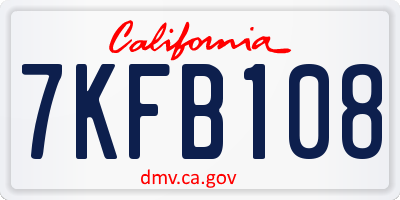 CA license plate 7KFB108