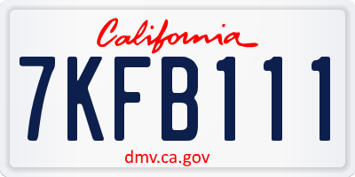 CA license plate 7KFB111