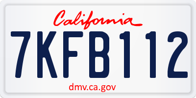 CA license plate 7KFB112