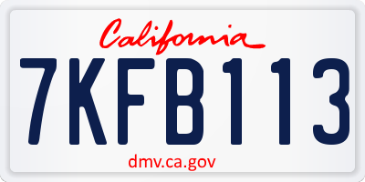 CA license plate 7KFB113