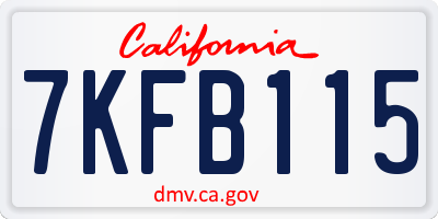 CA license plate 7KFB115