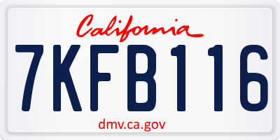 CA license plate 7KFB116