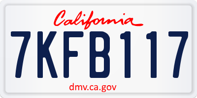 CA license plate 7KFB117