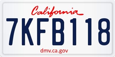 CA license plate 7KFB118