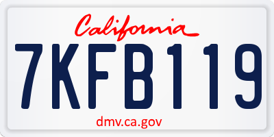 CA license plate 7KFB119