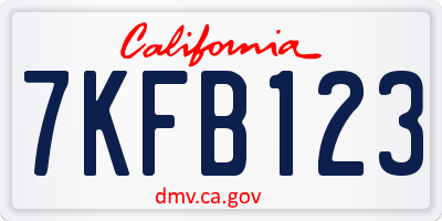 CA license plate 7KFB123