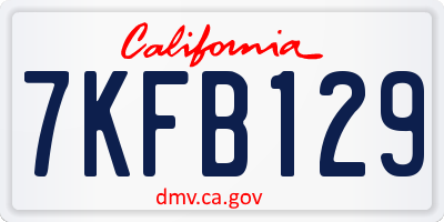 CA license plate 7KFB129