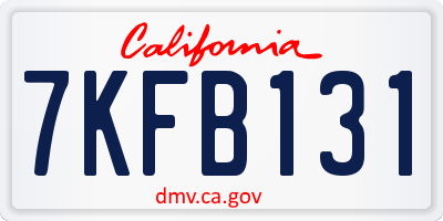 CA license plate 7KFB131