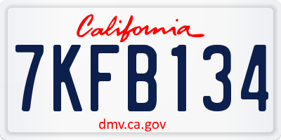 CA license plate 7KFB134