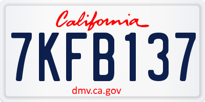 CA license plate 7KFB137