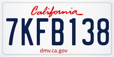 CA license plate 7KFB138