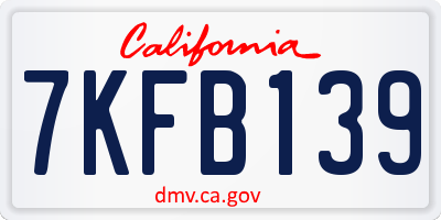 CA license plate 7KFB139