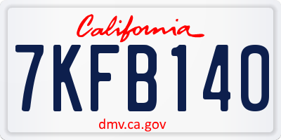 CA license plate 7KFB140