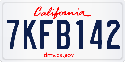 CA license plate 7KFB142
