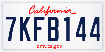 CA license plate 7KFB144