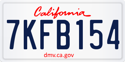 CA license plate 7KFB154
