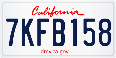 CA license plate 7KFB158