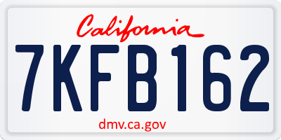 CA license plate 7KFB162