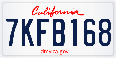 CA license plate 7KFB168