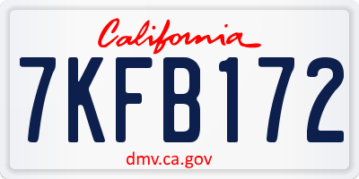 CA license plate 7KFB172