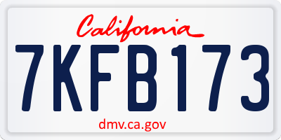 CA license plate 7KFB173