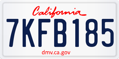 CA license plate 7KFB185