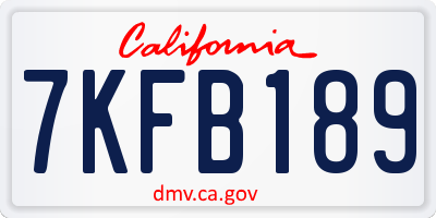 CA license plate 7KFB189