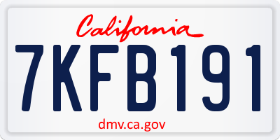 CA license plate 7KFB191