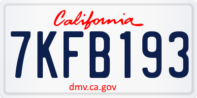 CA license plate 7KFB193