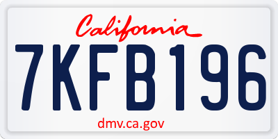 CA license plate 7KFB196
