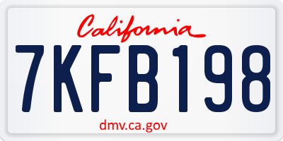 CA license plate 7KFB198