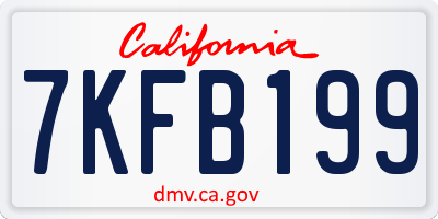 CA license plate 7KFB199