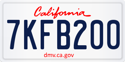 CA license plate 7KFB200