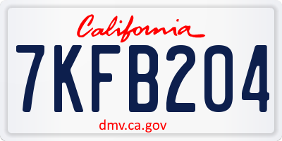 CA license plate 7KFB204