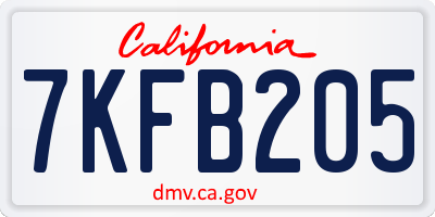 CA license plate 7KFB205