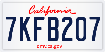 CA license plate 7KFB207