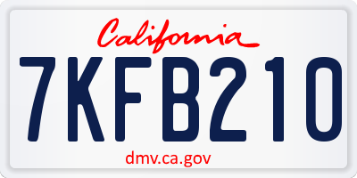 CA license plate 7KFB210