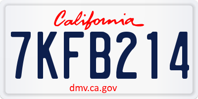 CA license plate 7KFB214