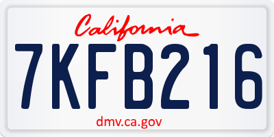 CA license plate 7KFB216
