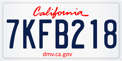 CA license plate 7KFB218