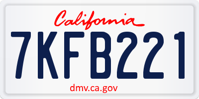 CA license plate 7KFB221