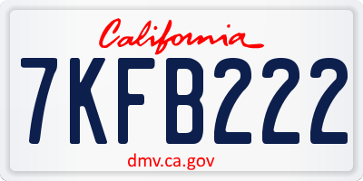 CA license plate 7KFB222