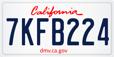 CA license plate 7KFB224