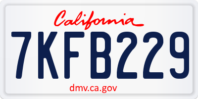 CA license plate 7KFB229